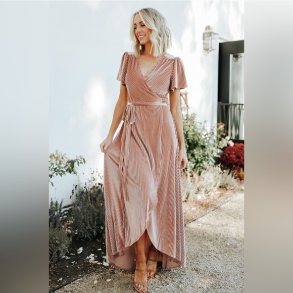 NWT Baltic Born Andi Ribbed Velvet Dress, Small, Cherry Blossom Pink - Picture 2 of 8